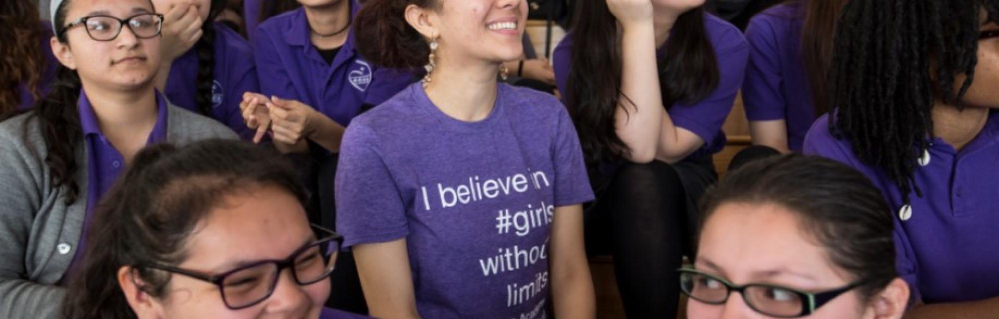 young woman student at Josephinum assembly, girls with no limits young woman student, Josephinum assembly, smiling, girls with no limits