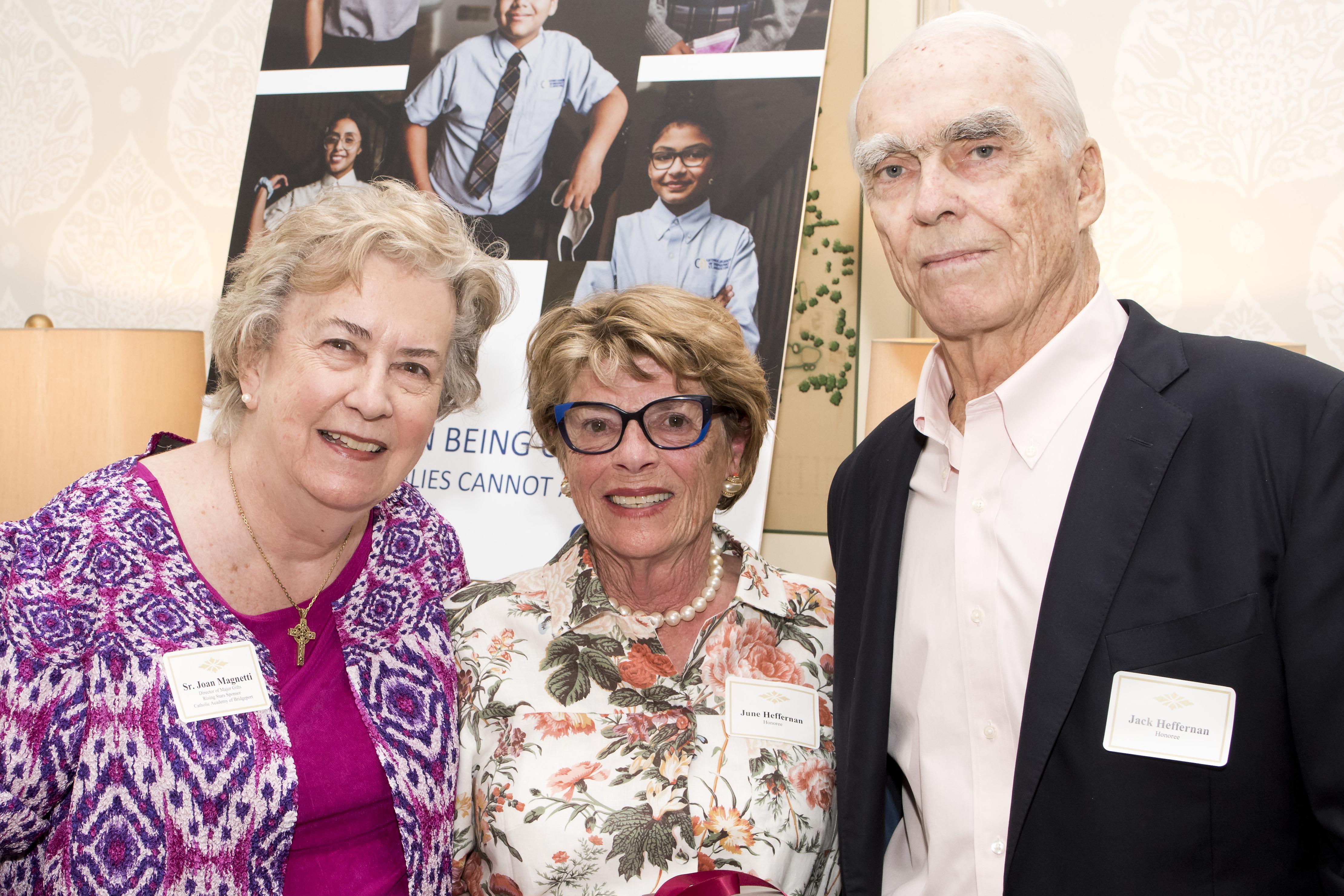 Joan Magnetti, RSCJ, with June Dolce and Jack Heffernan.