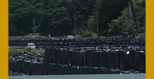 Piles de sacs noirs remplis de déchets et de sols contaminés par la radioactivité, s’étendant à perte de vue.