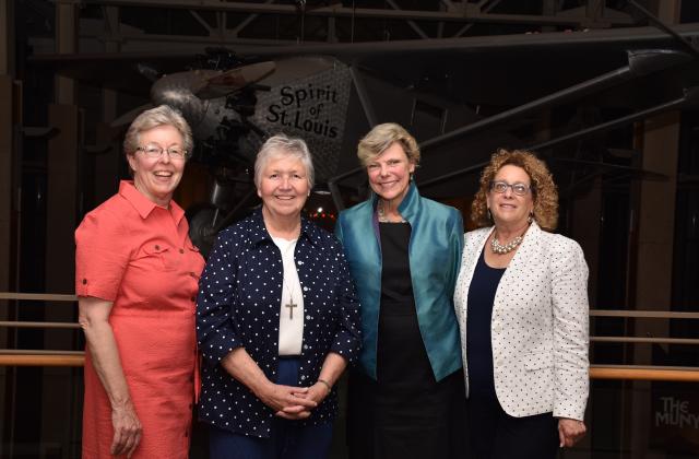 Cokie Roberts at the Missouri History Museum with Provincial Sheila Hammond (left), RSCJ; Kathleen Hughes, RSCJ; and Dr. Frances Levine, President and CEO of the Missouri Historical Society (right)