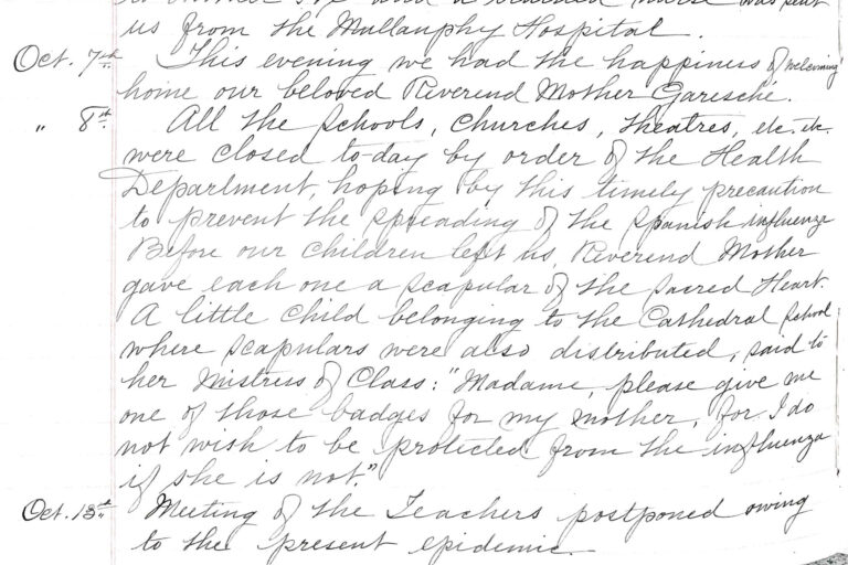 The Society of the Sacred Heart in the United States during the 1918 Spanish Influenza